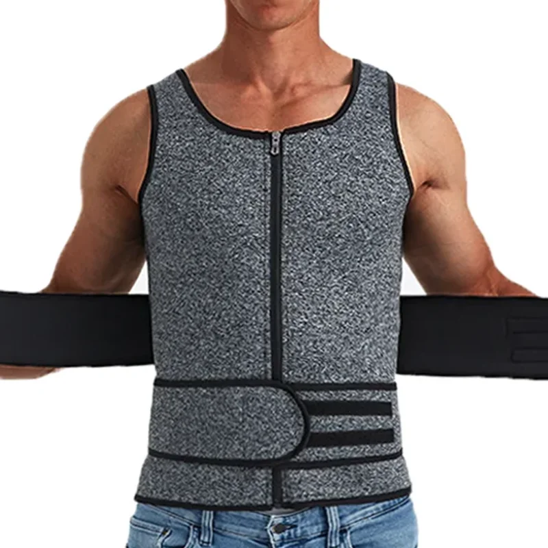 Cinta Modeladora Dupla Compressao Neoprene Masculino Top Abdomen Queima de Gordura Roupas de Ginástica
