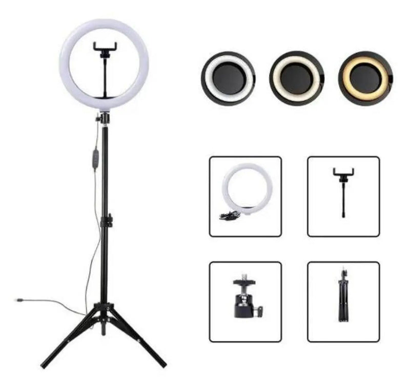 Ring Light 26cm 10 Inch Led Iluminador + Tripod 2M Profissional Photos Lighting